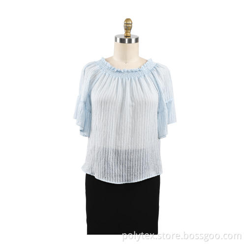 Casual Round Neck Women Summer Blouse